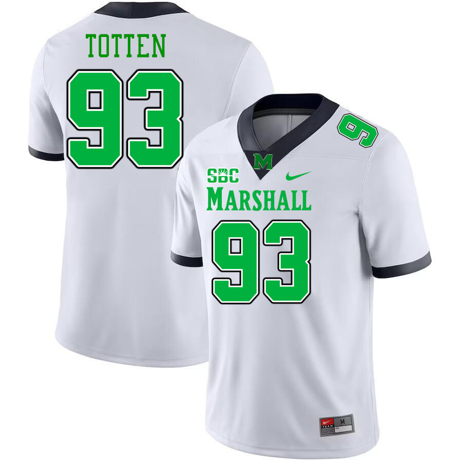 Men #93 Nathan Totten Marshall Thundering Herd SBC Conference College Football Jerseys Stitched-Whit
